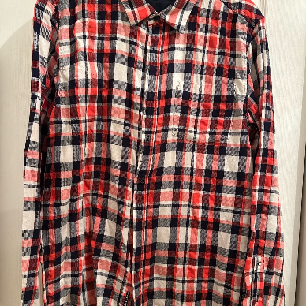 Scotch & Soda Orange Navy and white Plaid flannel Shirt